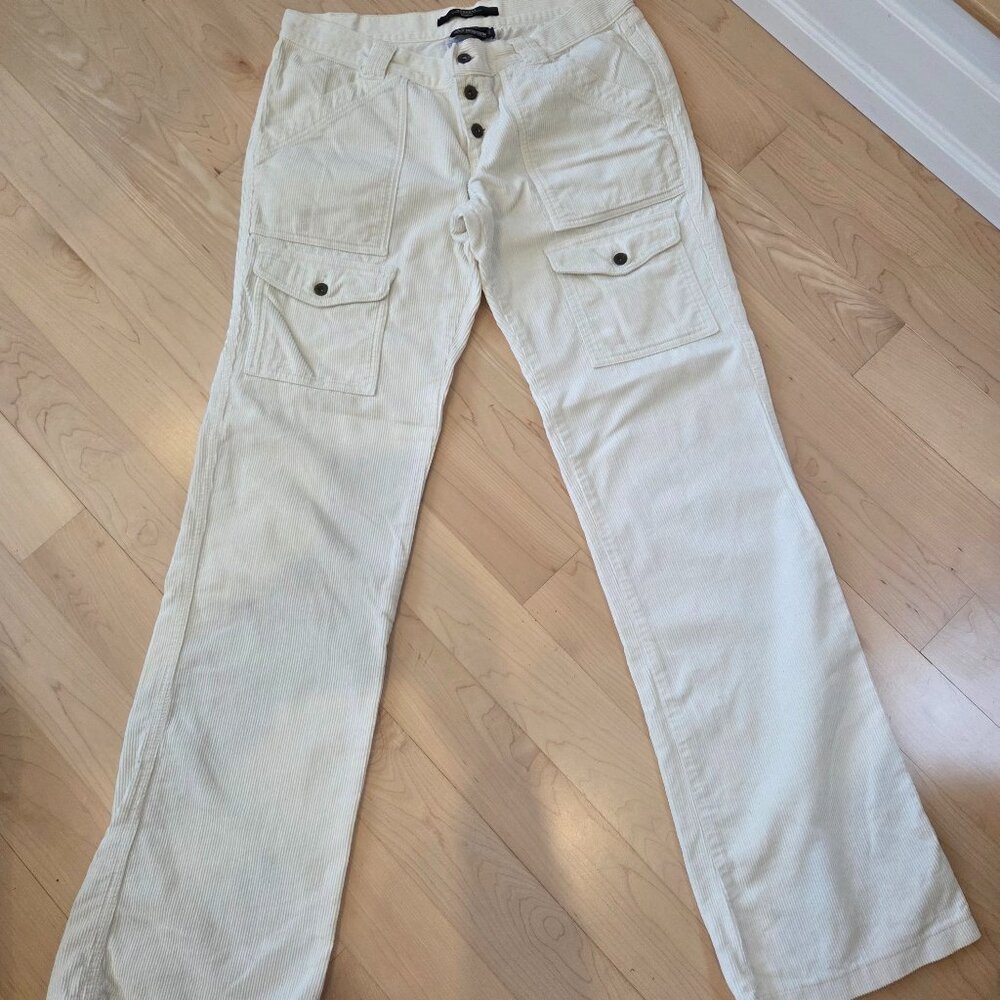 MaxMara Corduroy Winter White Pants Size 10 (Fits like a Size 8) Made in Italy